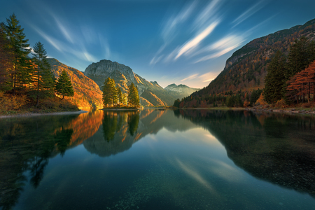 Lago del Predil is a lake near Cave del Predil, part of the Tarvisio municipality in the Province of Udine, in the Italian region of Friuli-Venezia.の写真素材