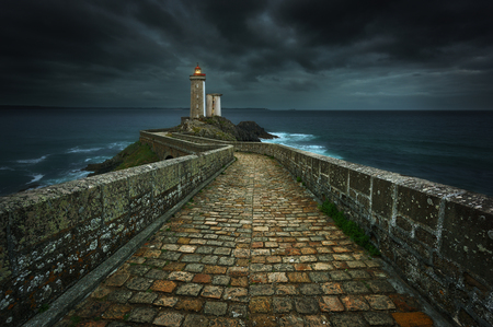 PlouzanÃ©. Brittany.France. June 13,2016. Phare du Petit Minou is a lighthouse in the roadstead of Brest, standing in front of the Fort du Petit Minou.のeditorial素材