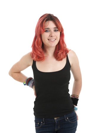 Beautiful young redheaded woman looking happy and smilingの写真素材