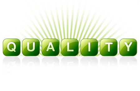 High resolution promotional graphic with the word quality.の写真素材