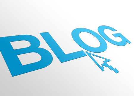 High resolution perspective graphic of a blog sign with mouse pointer.の写真素材