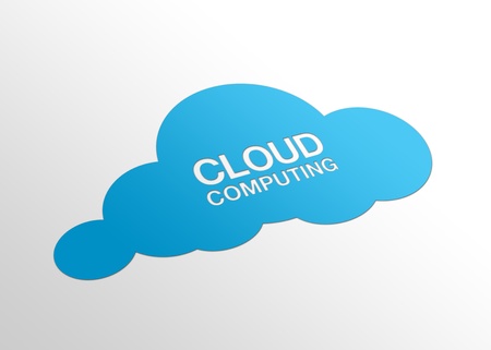 High resolution perspective graphic of a cloud and the words cloud computing.の写真素材