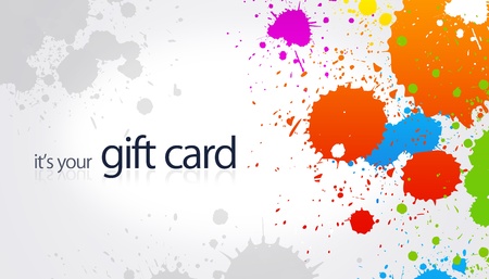 High resolution gift card with splash colored elements.の写真素材