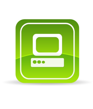 High resolution green computer icon on white background.の写真素材