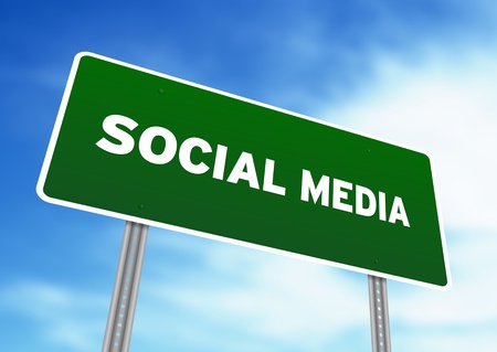 High resolution graphic of a Social Media Highway Sign on Cloud Background. の写真素材