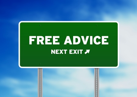 High resolution graphic of a Free Advice Highway Sign on Cloud Background. の写真素材