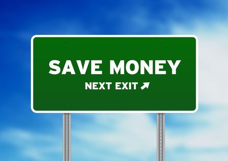 High resolution graphic of a save money highway sign on Cloud Background. の写真素材