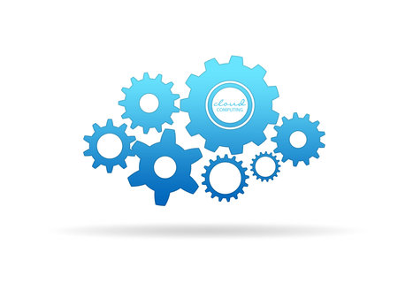 High resolution graphic of a gear cloud on white background.の写真素材