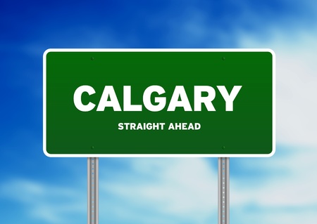 High resolution graphic of a calgary highway sign on Cloud Background. の写真素材
