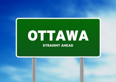 High resolution graphic of a Ottawa highway sign on Cloud Background. の写真素材