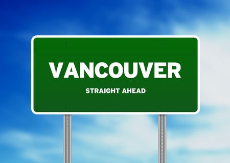 High resolution graphic of a Vancouver highway sign on Cloud Background. の写真素材
