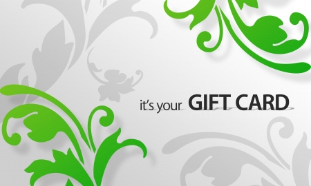 High resolution gift card graphic with green floral elements ready to print.の写真素材