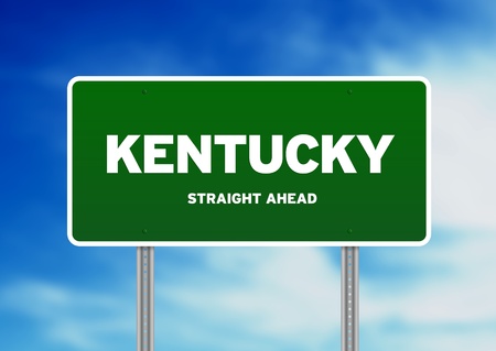 High resolution graphic of a Kentucky highway sign on Cloud Background. の写真素材
