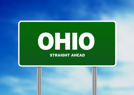 Green Ohio, USA highway sign on Cloud Background. の写真素材
