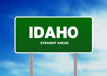 Green Idao, USA highway sign on Cloud Background. の写真素材