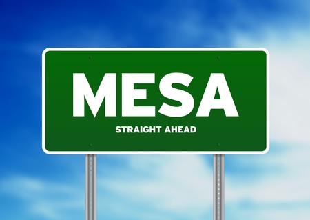 Green Mesa, Arizona, USA highway sign on Cloud Background. の写真素材