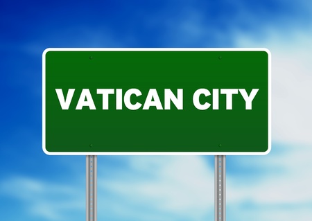 Green Vatican City highway sign on Cloud Background. の写真素材