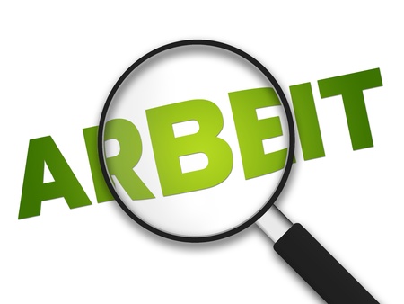 Magnifying Glass with the word Jobs on white background.の写真素材