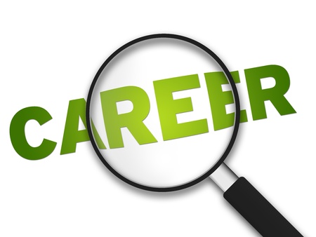 Magnifying Glass with the word Career on white background.の写真素材