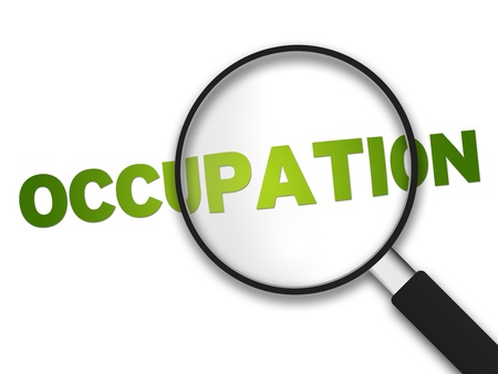 Magnifying Glass with the word Occupation on white background.の写真素材