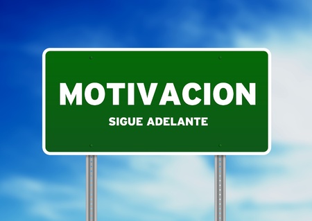 Green Motivation Street Sign on Cloud Background. の写真素材