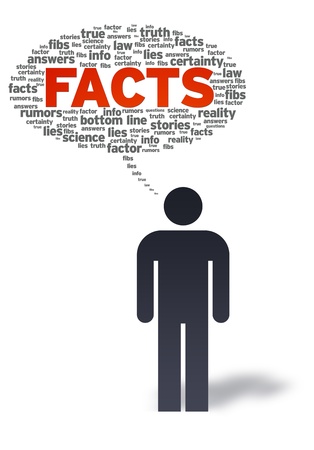 Paper man with facts bubble on white background. の写真素材