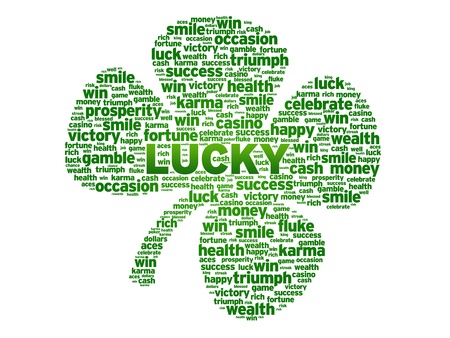 Abstract Clover leaf with the word Lucky on white background.の写真素材