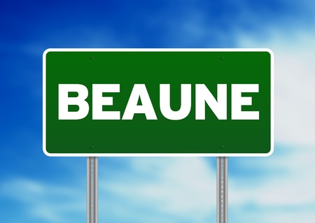 Green Beaune, France highway sign on Cloud Background.の写真素材