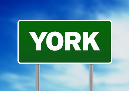 Green York, England highway sign on Cloud Background.の写真素材
