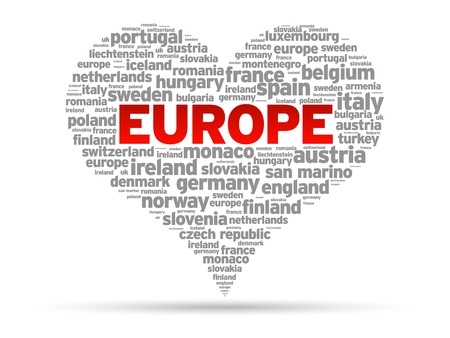 I Love Europe heart Illustration on white background.のイラスト素材