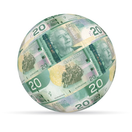 20 Canadian Dollar Sphere on white background. の写真素材