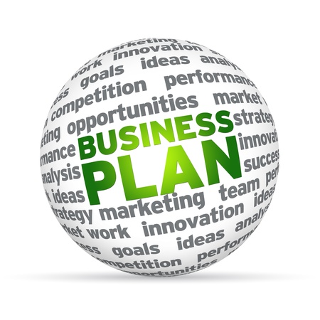 3D sphere with the word business plan on white background. 3D sphere with the word business plan on white background.