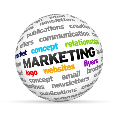 Marketing 3D Word Sphere on white background. の写真素材