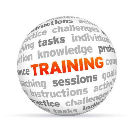 3d Training Word Sphere on white background.の写真素材