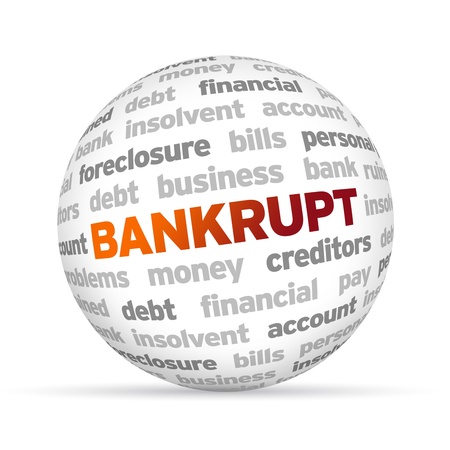 3d Bankrupt Word Sphere on white background の写真素材