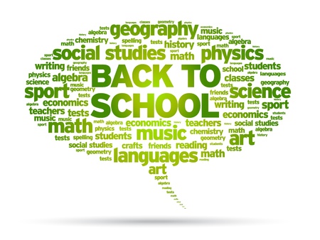 Back To School word speech bubble illustration on white background. のイラスト素材