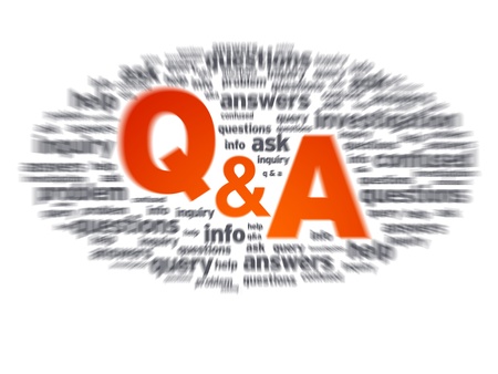 Blurred Questions and Answers illustration on white background.の写真素材