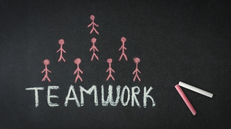 Teamwork Illustration with stick people.の写真素材