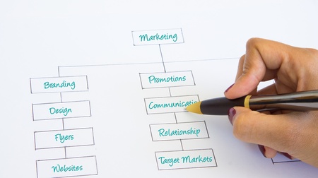 A person holding a pen over an Marketing Illustrationの写真素材