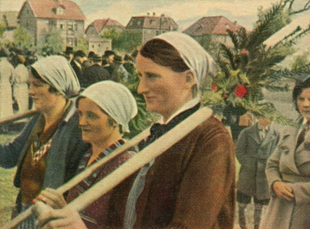 CIRCA 1933: Rare German vintage cigarette card from the 1933 Kampf ums dritte Reich album, Picture 266.のeditorial素材