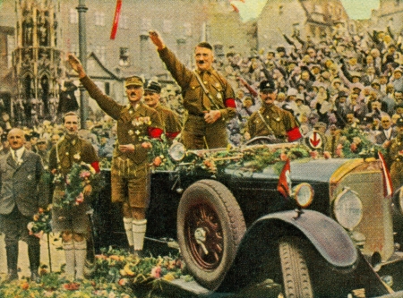 CIRCA 1933: Rare German vintage cigarette card from the 1933 Kampf ums dritte Reich album, Picture 32.のeditorial素材
