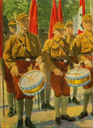 CIRCA 1933: Rare German vintage cigarette card from the 1933 Kampf ums dritte Reich album, Picture 39.のeditorial素材