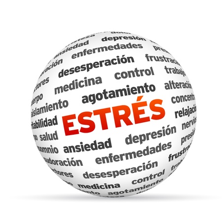 3d text Sphere with the Stress related words.の写真素材