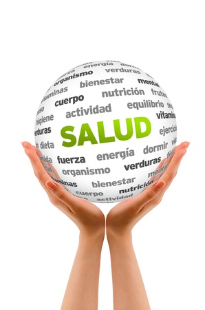 A person  holding a 3D Health Sphere ilsolated on white.の写真素材