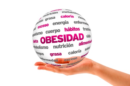 A person  holding a 3D Obesity Sphere ilsolated on white.の写真素材