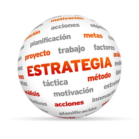 3d Strategy Word Sphere isolated on white background.の写真素材