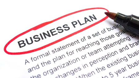 Business Plan explanation with heading circled in red.の写真素材