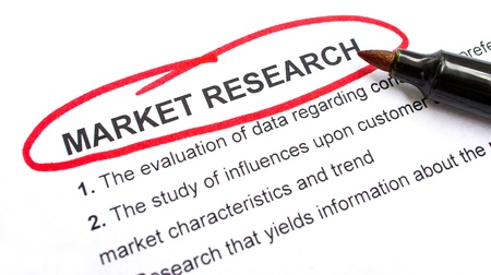 Market Research explanation with heading circled in red.の写真素材