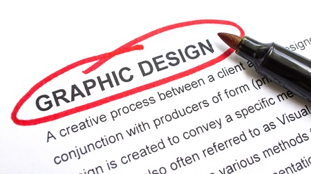 Graphic Design explanation with heading circled in red.の写真素材