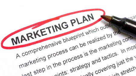 Marketing  Plan explanation with heading circled in red.の写真素材